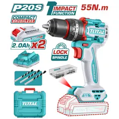 TOTAL TOOLS - TALADRO PERCUTOR BRUSHLESS 20V 55NM BL MOTOR-TIDLI20558