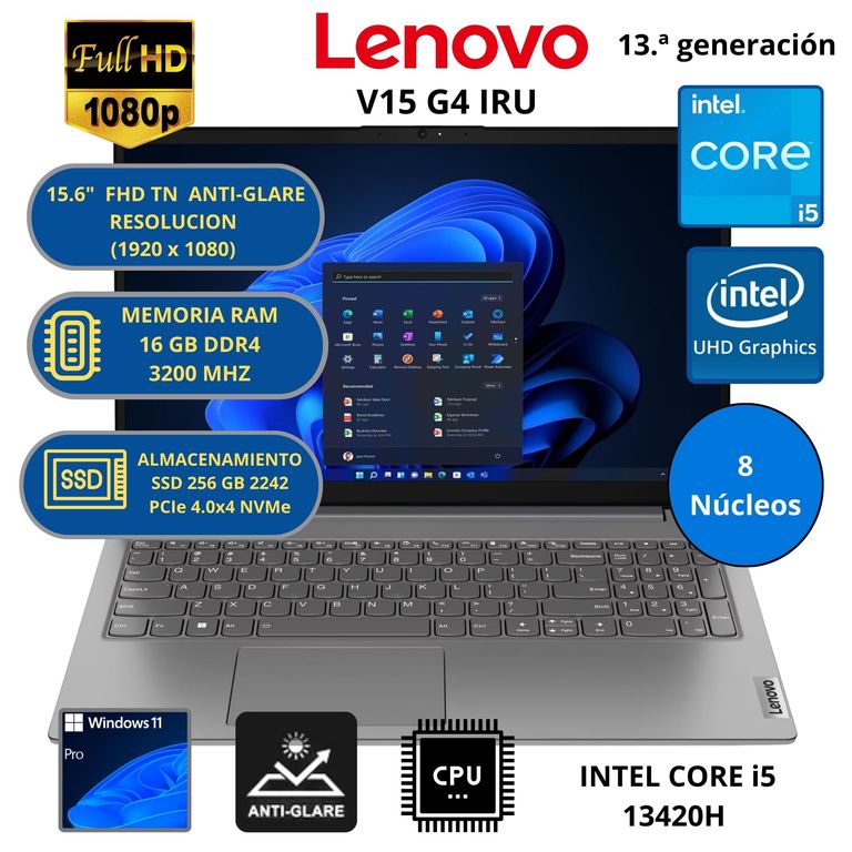 LAPTOP INTEL CORE i5 (V15 G4 IRU) RAM 16 GB SSD 256 GB 15.6” FHD WINDOWS 11