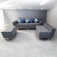 GENERICO - SOFA SECCIONAL LONDRES 3 CUEROS 1 BANQUETA +5 COJINES