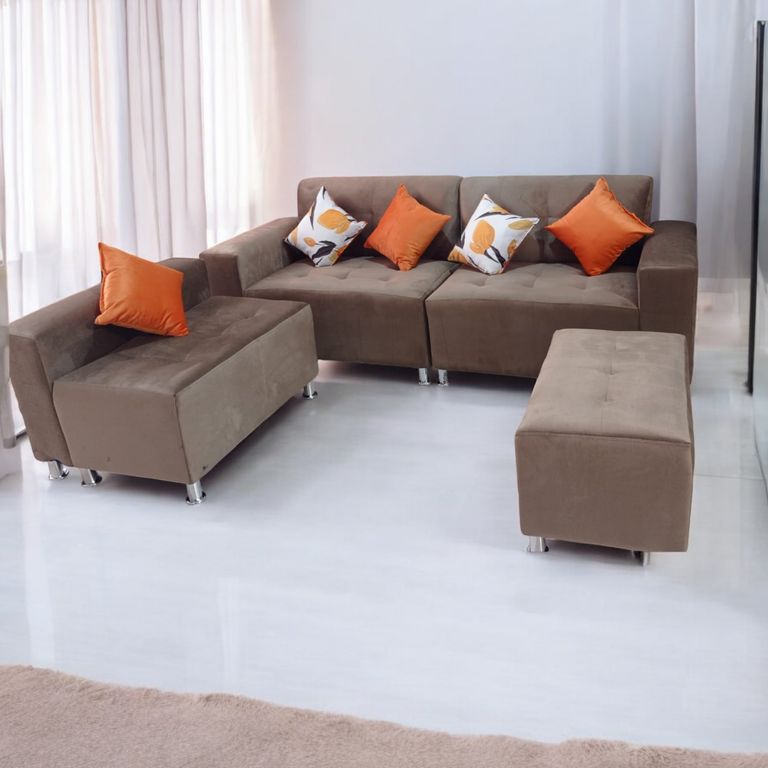 Sofa mueble seccional LONDRES 3 cuerpos 1 banqueta - MARRON 