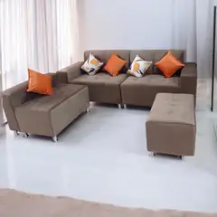 GENERICO - Sofa mueble seccional LONDRES 3 cuerpos 1 banqueta - MARRON