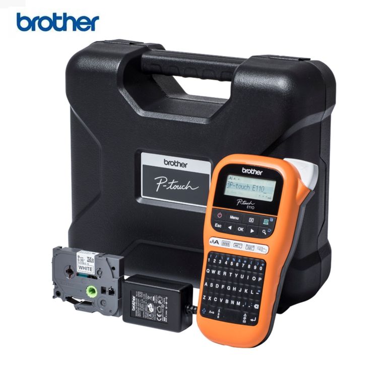 ROTULADORA PORTATIL PT-E110VP CON MALETIN 20MMS NEGRO NARANJA