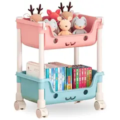 MINARI - Estante Carrito Organizador de 2 Niveles con Ruedas Multifuncional EM2