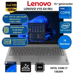 LENOVO - LAPTOP INTEL CORE i7 (V15 G4 IRU) RAM 16 GB SSD 512 GB 15.6” FHD WINDOWS 11