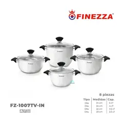 FINEZZA - Juego de ollas Acero Inoxidable FZ-1007TV-IN 8 Piezas