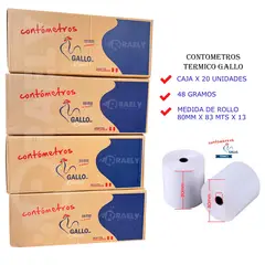 GALLOS - CONTOMETROS TERMICOS 80MM X 83 MTS MARCA GALLO ROLLO PAPEL