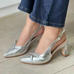 GENERICO - STILETTO ANITA CUERO PLATA FIESTA PARA MUJER