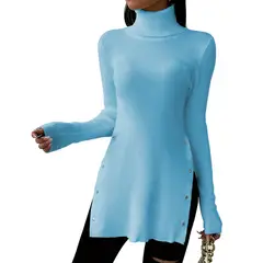 GENERICO - Cafarena Manga Larga Broche Rib Sand Fab-18 Color Celeste