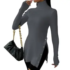 GENERICO - Cafarena Manga Larga Broche Rib Sand Fab-18 Color Gris