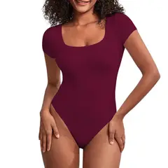 GENERICO - Body Manga Corta Anasotluc-17 Rib Color Vino