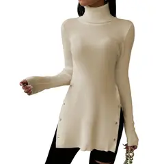 GENERICO - Cafarena Manga Larga Broche Rib Sand Fab-18 Color Hueso