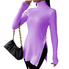 GENERICO - Cafarena Manga Larga Broche Rib Sand Fab-18 Color Lila