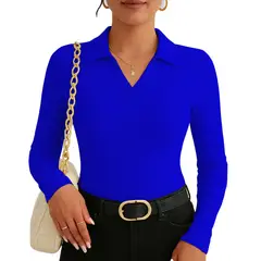 GENERICO - Polo Mujer Camisero Manga Larga 716 Fab-15 Color Azulino