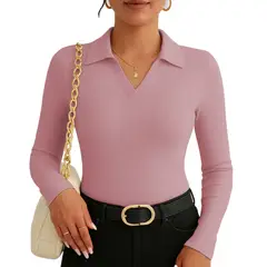 GENERICO - Polo Mujer Camisero Manga Larga 716 Fab-15 Color Rosa