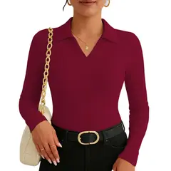 GENERICO - Polo Mujer Camisero Manga Larga 716 Fab-15 Color Vino