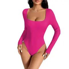 GENERICO - Body Manga Larga Anasotluc-17 Rib Color Fucsia