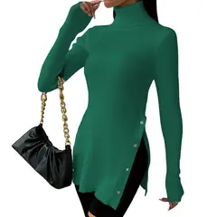 GENERICO - Cafarena Manga Larga Broche Rib Sand Fab-18 Color Verde