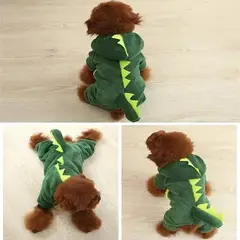 DANWEILE - Ropa para mascotas Chaqueta cálida de dinosaurio verde -Talla XL