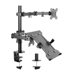 GENERICO - RACK SOPORTE DOBLE BRAZO PARA LAPTOP 156 PULG 8KG NEGRO PN MLAP120