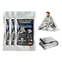 EMERGENCY KIT PERU - Manta Térmica Aluminizada para Emergencias - pack x3