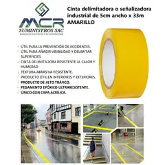 GENERICO - CINTA DELIMITADORA O SEÑALIZADORA INDUSTRIAL DE 5cm x33m AMARILLO