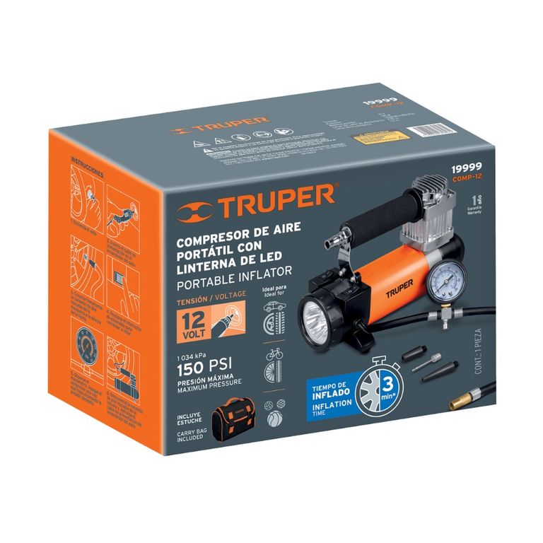 Compresor de aire 12 V portátil