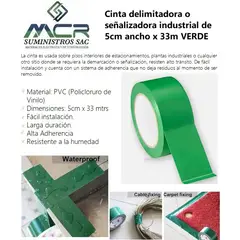 GENERICO - CINTA DELIMITADORA O SEÑALIZADORA INDUSTRIAL DE 5cm x33m VERDE