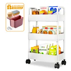 KELLER - Carrito Organizador 3 Niveles para Cocina JK3 Y Escurridor Plegable RS