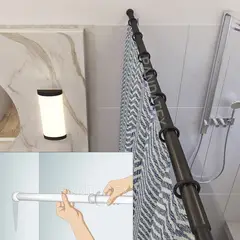 SM - BARRA DE HIERRO NEGRO PARA DUCHA EXTENSIBLE DE 90cm HASTA 160cm