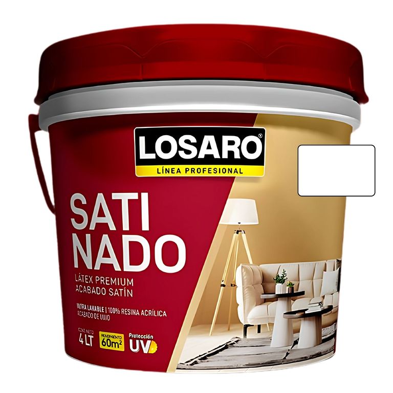 Pintura Látex Premium Satinado 4L Blanco - Anti hongos