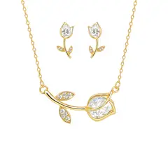 GENERICO - Set collar + Aretes tulipan Mujer Colgante Primavera