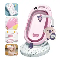 BABY CAM - Tina de baño para bebe con regadera splash rosado