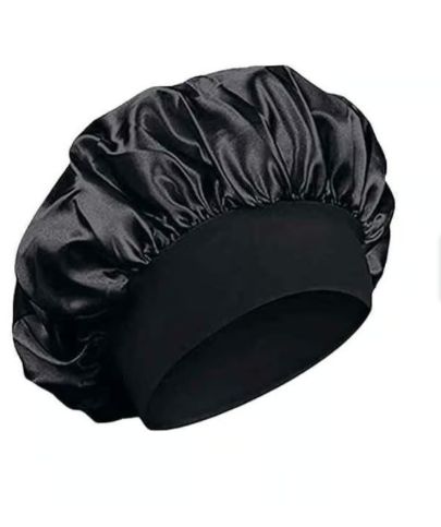 GORRO DE SATIN PARA DORMIR CABELLO LISO Y RIZADO EVITA ENREDOS NEGRO