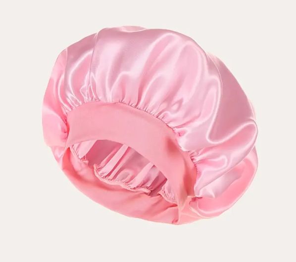 GORRO DE SATIN PARA DORMIR CABELLO LISO Y RIZADO EVITA ENREDOS ROSADO