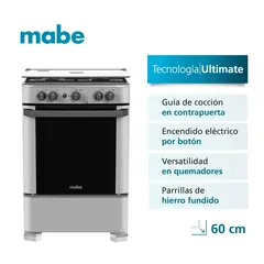 MABE - Cocina de Pie a Gas 4 Hornillas 60 cm CMP6010FG1 Silver