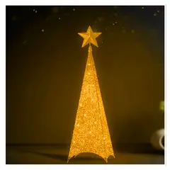 GENERICO - Árbol de Navidad Plegable con Luces 3 Caras de 2.10 m Cobre
