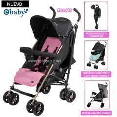 EBABY - Coche Bastón Paris para Bebe Rosado