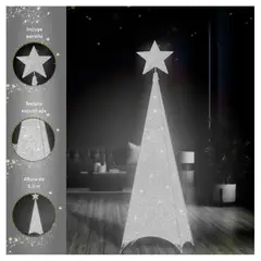 GENERICO - Árbol de Navidad Plegable con Luces 3 Caras de 2,10 m Plateado