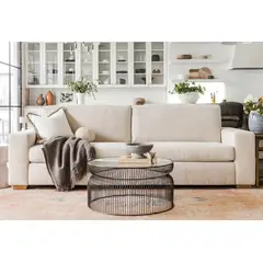 ARTSOFA - Sofá gennesis impermeable beige claro 3 cuerpos + obsequio