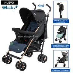 EBABY - Coche Bastón Paris para Bebe Azul