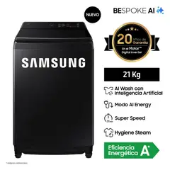 SAMSUNG - Lavadora 21KG AI Wash EcoBubble WA80F21B9BPE Negra