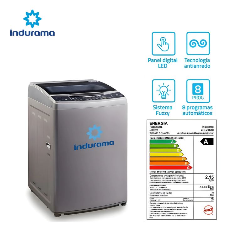 Lavadora Automática LRI-21CRI Silver 21Kg