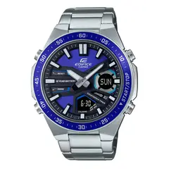 EDIFICE - Reloj EFV-C110D-2A Hombre Acero Plateado y Azul