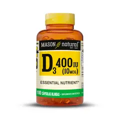 MASON NATURAL - Vitamina D3 400 UI - - 100 Cáps. Blandas