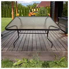NOVAHUS - Mesa Terraza Vidrio y Acero 120x80x72cm Negra