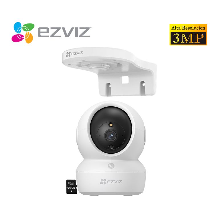 Kit Cámara H6C PRO 2k 3MP Audio Doble vía Botón llamada Montaje Pared Micro SD 64GB