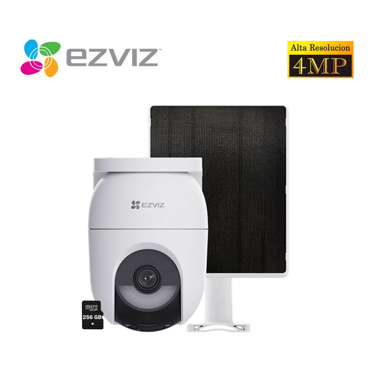 Kit Cámara CB8 LITE 4MP Audio 2 vías Noche Color Batería Panel Solar Micro SD 256GB