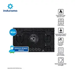 INDURAMA - Encimera 5 quemadores a Gas EGASI-905CGNE Negro