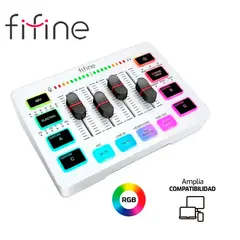 FIFINE - Mixer SC3 White USB 16bit 48kHz 50dB Ganancia Plug & Play