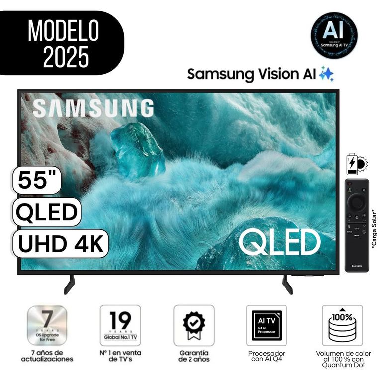 Televisor 55" Pulg. QLED Smart UHD 4K Vision Ai QN55Q7FAAGX- Negro